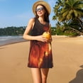 thumbnail image 3 of Balery Fiery Dragons Castle Attack Vestidos de verano para mujer con estampado: vestido holgado sin mangas, vestido playero informal y cómodo para días calurosos., 3 of 7