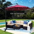 thumbnail image 2 of ENYOPRO Patio Offset Umbrella, Cantilever Umbrella w/ Solar Lights, Large Hanging Market Umbrella w/ Crank & Cross Base, Waterproof UV Protection Outdoor Umbrella w/ Vent Top for Yard Garden. T1679, 2 of 7