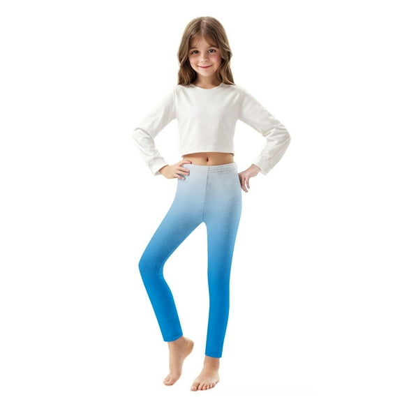 Spazoro Toddler Girls Leggings, Stretchy Elastic Waist Soft & Comfy Casual with Gradient Color Outwear Tights Pants Light Blue Size 5 T