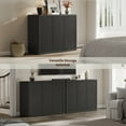 thumbnail image 5 of SICOTAS 46.7" Wide 3-Door Storage Cabinet Set of 2- Large Sideboard with Wave Panel Doors & Adjustable Shelves Push-to-Open Design Credenza for Living Room Ding Room and Entryway,Black Alder, 5 of 8