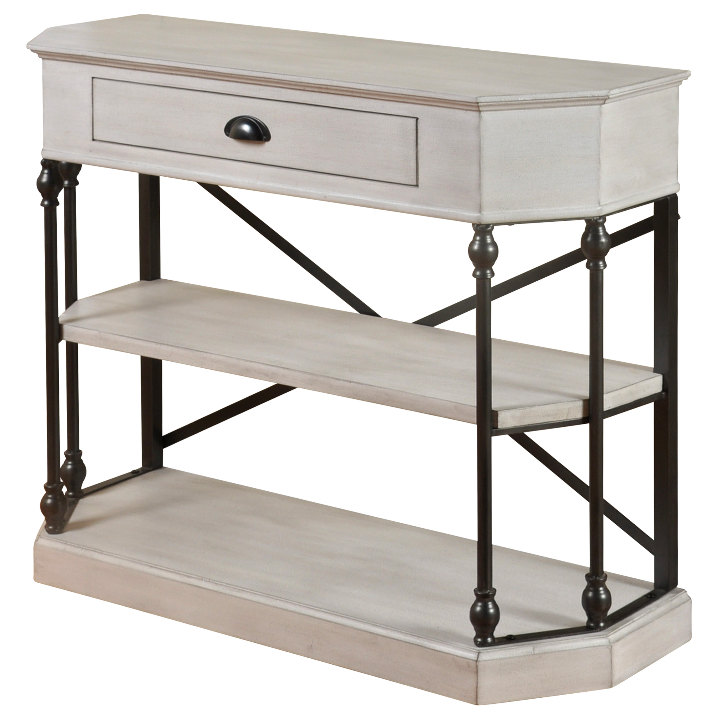 GwG Outlet Clipped Corner Console Table in Antique White Finish