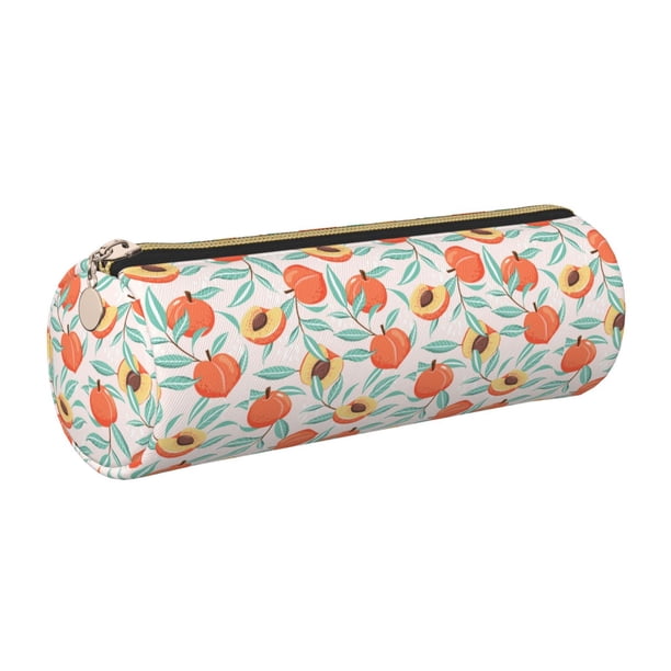 Disketp Peach Estuche Organizador de Lápices de Cuero, Estuche de Oficina con Cremallera para Bolígrafo y Lápiz