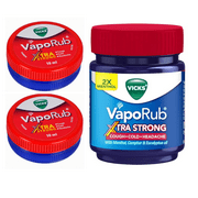 Vicks VapoRub Xtra Strong Set – 50ml Jar + Two 10ml Travel Balms Menthol & Eucalyptus