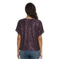 thumbnail image 4 of PrettyGuide Women's Sparkly Sequin Tops Short Sleeve Glitter Loose Party Shirt Blouse Boat Neck Dressy Top, 4 of 7