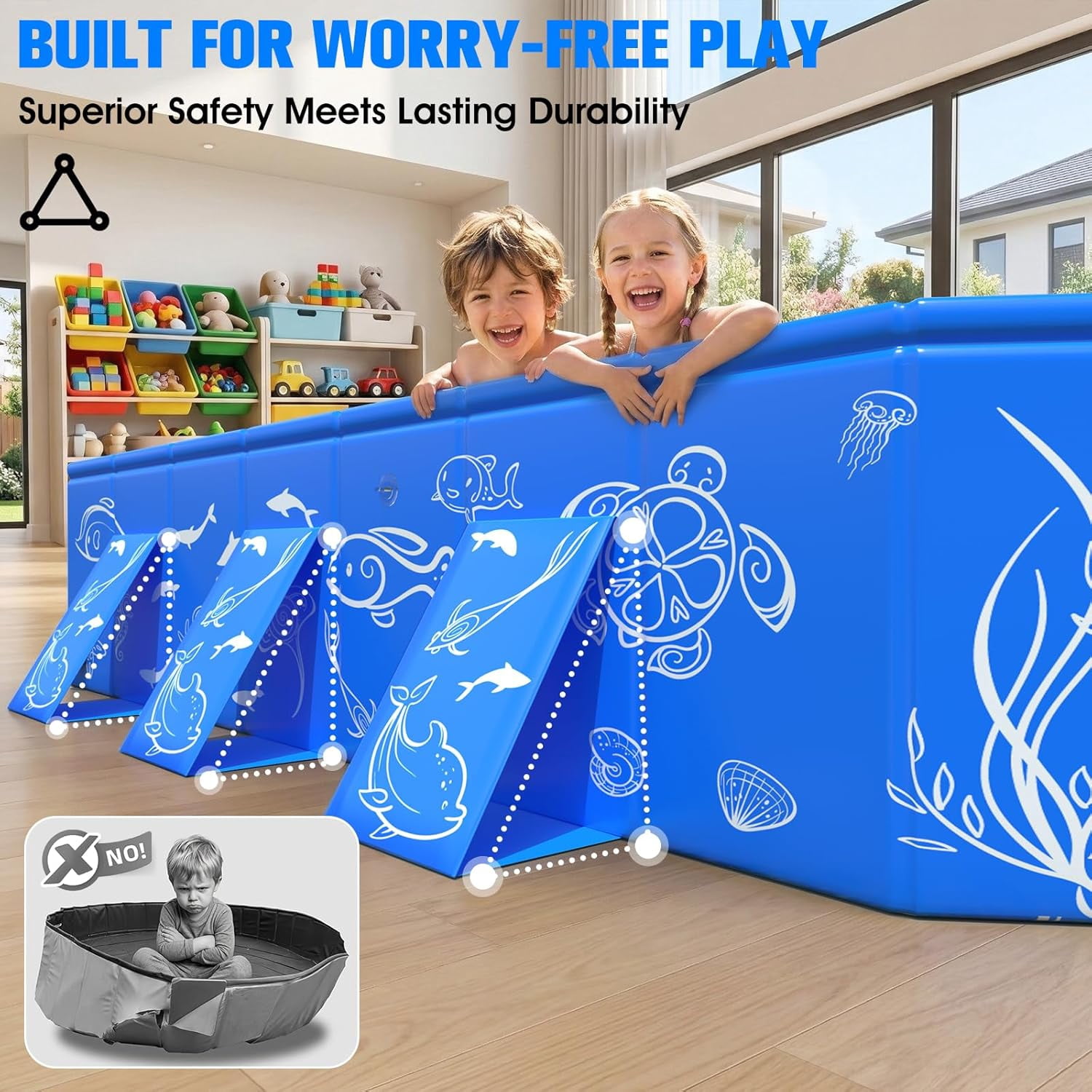 2026 Kiddie Pool with Canopy,Baby Swimming Pool for Toddler,Non-Inflatable Portable Pool for Kids,Foldable Toddler Pool with Shade,Kiddie Pool for Backyard,Pop Up Baby Beach Pool 53''×40×33''