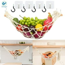 Deago Hanging Fruit Hammock Under Cabinet - Macrame Handwoven Cotton Fruit Basket, Veggie or Banana Hammock - Hanging Kitchen Storage for Home, Boat, Camper, or Rv