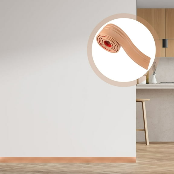 OUNONA  Self-adhesive Baseboard Peel and Stick Flooring Molding Trim Light Brown