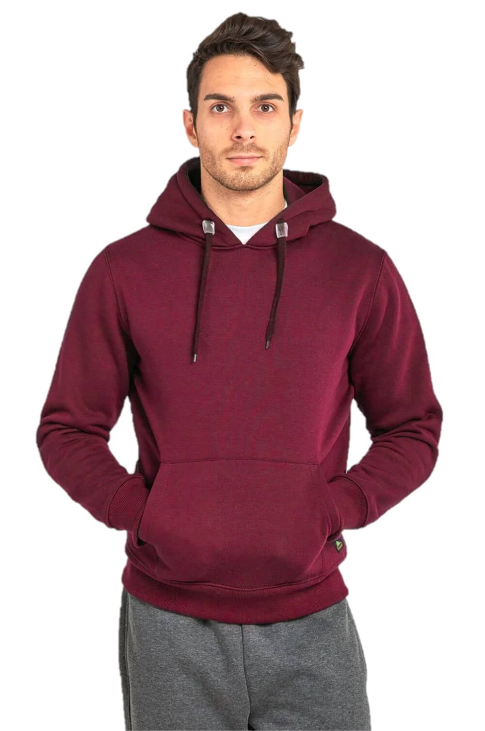 Men's Heavyweight Fleece Active Casual Cotton Long Sleeve Pullover Hooded Sweatshirt, Burgundy 3XL, 1 Pack
