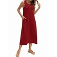 thumbnail image 4 of Fantaslook Long Tank Dresses for Women Summer Sleeveless Button Down Dress Casual Loose Beach Vacation Sundress, 4 of 8