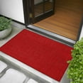 thumbnail image 5 of Red 2x3 Door Mat Rug, Farmhouse Burlap Solid Red Color Modern Linen Texture Non-Skid Rubber Backing Large Rectangle Rugs - Living Room Bedroom Home Office, Indoor Floor Mat Carpets Washable Rug, 5 of 9