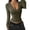 Army Green, variant on ZDNIXIAN Basic Tee Fall Tops Deep V Neck Fitted Blouse, Slim Fit Knit Shirt, Solid Color Stretchy Bodycon Long Sleeve Top with Hem Ruched Detail