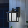 thumbnail image 2 of Home Decorators Collection Black Outdoor Seeded Glass Dusk to Dawn Wall Lantern, 2 of 5