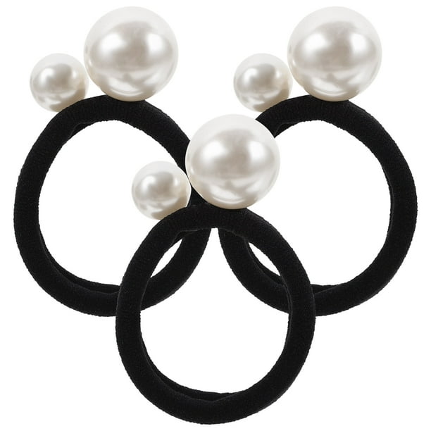 3 bandas elásticas para el cabello con perlas para mujeres y niñas.