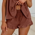 thumbnail image 4 of Ensembles de Pyjama pour Femmes Mode Col Rond Sans Manches Blouses Shorts Ensemble pour Femmes pour Fête Décontractée, 4 of 9