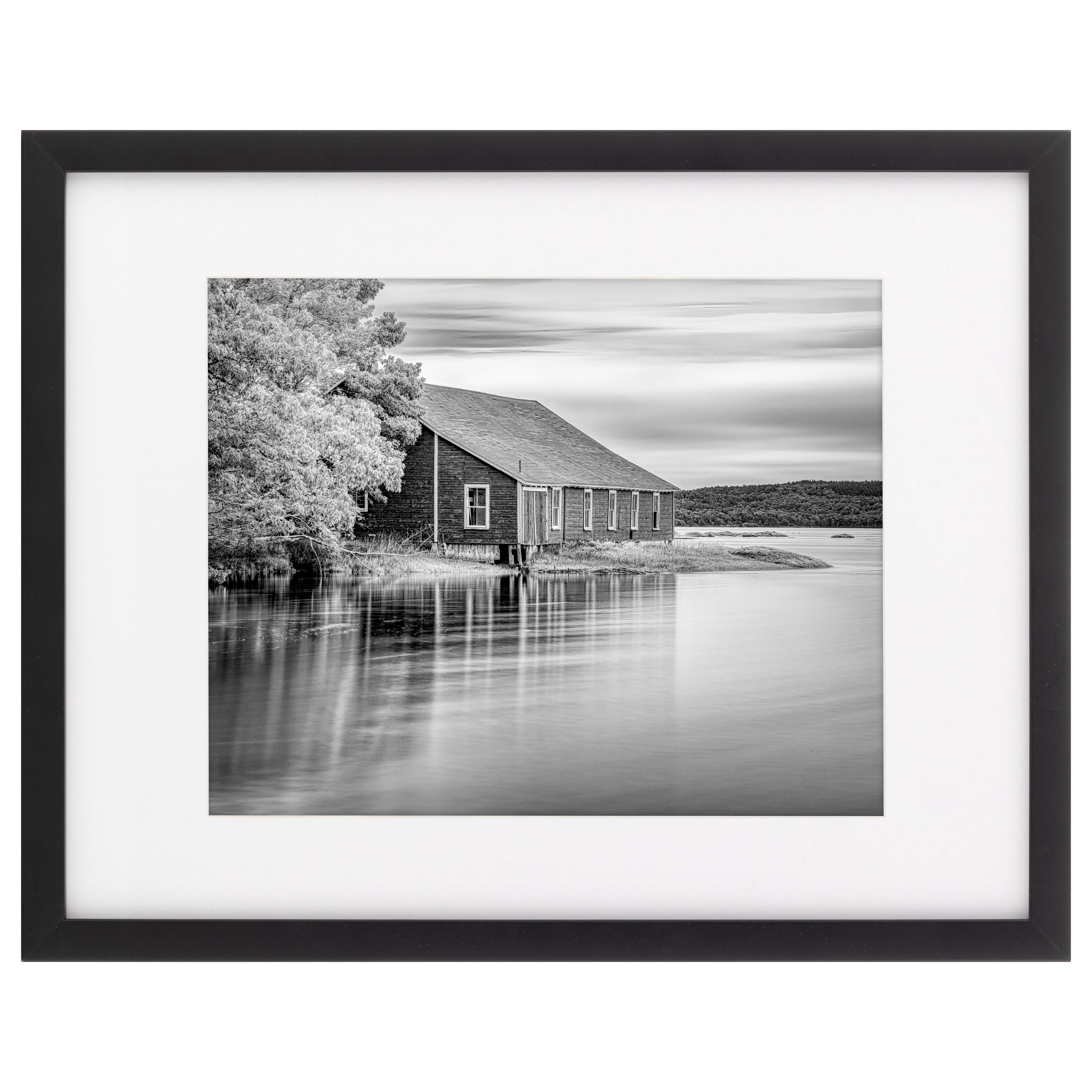 Snap 11"x14" Black Wall Picture Frame with Single White Mat for 8"x10" Image