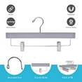 thumbnail image 4 of Quality Hangers Wooden Pants Hangers - 10-Pack Swivel Hook Cloth Hanger Set - Lotus Wood Skirt, Pant, Shorts and Slack Hangers with Adjustable Clip - Gray Clothing Hanger (Gray, 10), 4 of 5