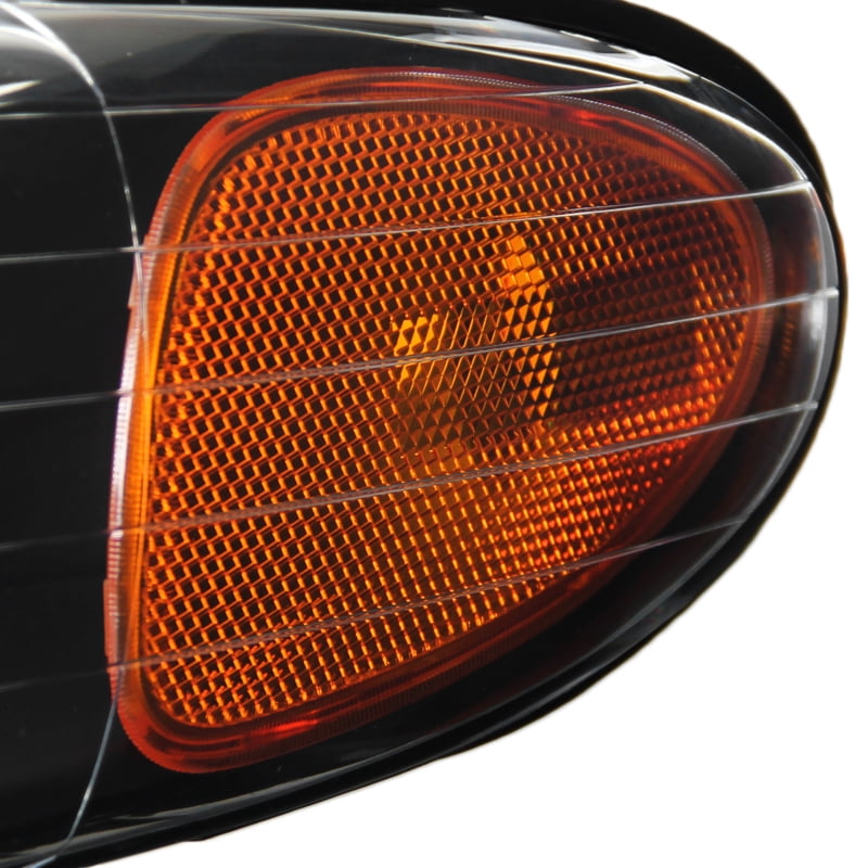 96-00 Dodge Caravan Chrysler Town /& Country Black Euro Headlight+Amber Reflector
