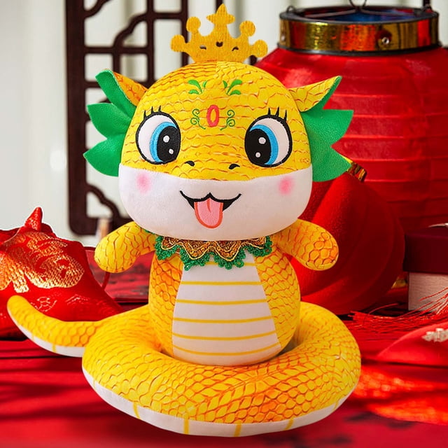 mfyjkho Muñeco de peluche del Año de la Serpiente 2025, figura del zodiaco Serpiente de la Fortuna, peluche de tela suave, regalo de Año Nuevo, decoración del hogar, 1 pieza