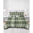 thumbnail image 2 of Twin XL Quilt Bedding Set, Sage Green Buffalo Plaid Reversible Summer Quilt 3 Pieces, Farmhouse Modern Striped Lightweight Bedspreads Coverlets with 2 Pillow Shams for All Seasons, 2 of 5