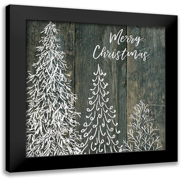 Robinson, Carol 12x12 Black Modern Framed Museum Art Print Titled - Merry Christmas Trees