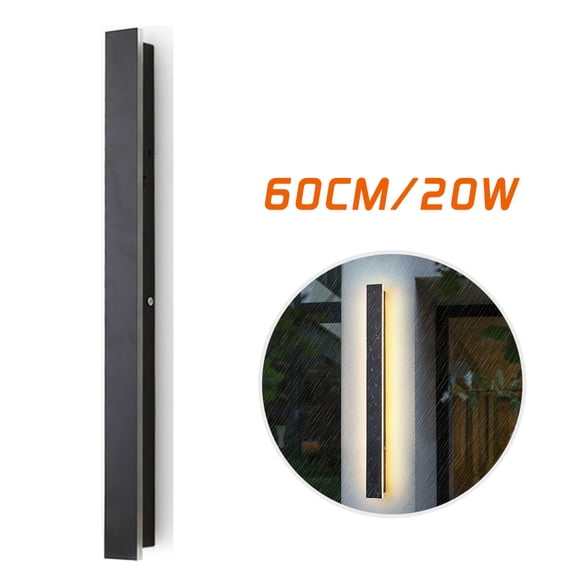 LITOM Outdoor IP65 Waterproof LED Wall Lamp - Frosted Acrylic, 60/80/100cm & 20/24/32W Optional, 3000K/6500K, 360° Lighting for Garden/Villa/Outdoor