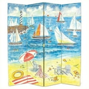 Wayborn Hand Painted 4 Panel Sailboat Room Divider