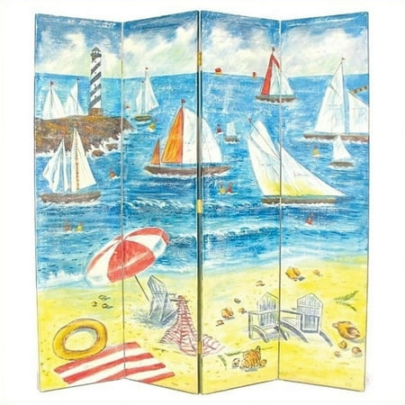 Wayborn Hand Painted 4 Panel Sailboat Room Divider