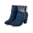 thumbnail image 3 of Nuevas botas de tacón para mujer de primavera e invierno, zapatos de mujer con diamantes de agua de alta calidad, botas cortas de tacón grueso de ante con tacón alto, talla grande, 3 of 4