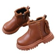 thumbnail image 6 of Gvdentm Girls Black Boots Girls Snow Boots Warm Winter Boots for Toddler/Little/Big Kids Big Kid Snow Boots(Brown,5), 6 of 6