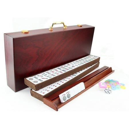 166 Tiles American Western Mahjong Game Set with 4 wooden 