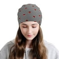 thumbnail image 2 of Naloa Ladybugs on Black and White Striped Soft Beanie Hat, Knit Beanie Daily Beanie in Fine Knit for Women Men Winter Travel, Outdoor, 2 of 7