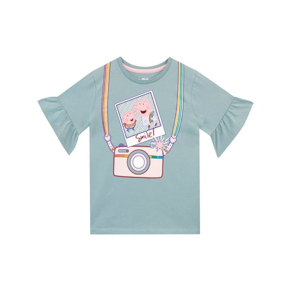 Peppa Pig Girls Camera Short Sleeve T-shirt Sizes 2T-8
