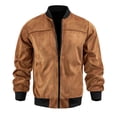 thumbnail image 1 of Tamaño Más Chaqueta Ligera para Hombres Color Sólido Cremallera Casual Abrigo Cálido Primavera Invierno, 1 of 9
