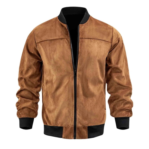 Tamaño Más Chaqueta Ligera para Hombres Color Sólido Cremallera Casual Abrigo Cálido Primavera Invierno