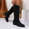 thumbnail image 4 of Wensltd Women Low Block Heel Knee High Boots Side Zipper Round Toe Fall Winter Boots Wide Width Black, 4 of 7