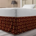 thumbnail image 1 of Abstract Bed Skirt, Dotted Pattern with Swirled Stripes and Flowers in Geometric Illustration, Elastic Bedskirt Dust Ruffle Wrap Around for Bedding Decor, 4 Sizes, Maroon Pale Brown, by Ambesonne, 1 of 2