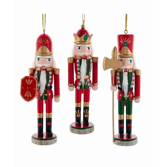 Set of 3 RED & GREEN NUTCRACKER Christmas Ornaments by Kurt Adler