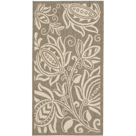 Safavieh Courtyard Crystal Floral Indoor/Outdoor Indoor/Outdoor Area Rug, 6'7" x 9'6", Brown/Natural