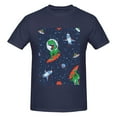 thumbnail image 4 of Bingfone Dinosaur Astronaut Space Surfing Men'S Loose Fit Short-Sleeve Pocket T-Shirt, 4 of 7