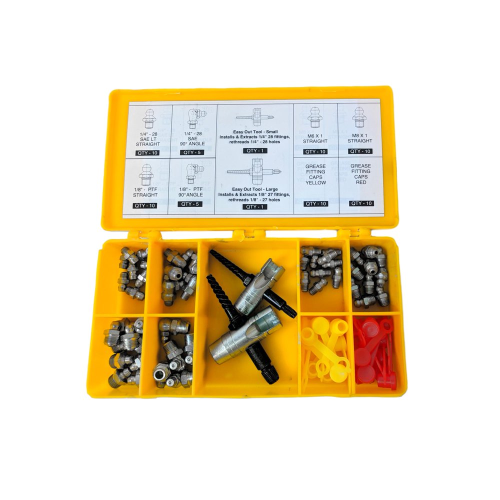 Complete Grease Fitting Replacement Kit SAE and metric Zerks, multi