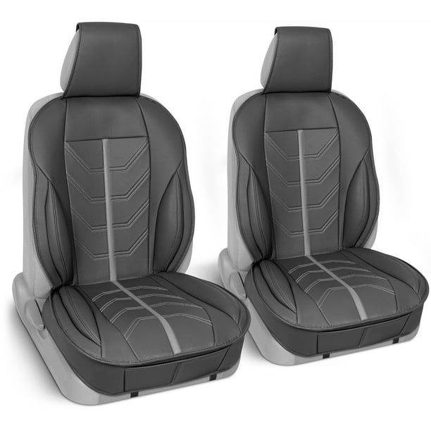 Motor Trend Comfortdrive Deluxe Faux Leather Front Seat Covers For Car Truck Van Suv 2 Piece Set Gray Premium Ergonomic Padded Cover Cushions Seats With Extended Coverage - Motor Trend Premium Faux Leather Car Seat Covers Motor Trend Comfortdrive Deluxe Faux Leather Front Seat Covers For Car Truck Van Suv 2 Piece Set Gray Premium Ergonomic Padded Cover Cushions Seats With Extended Coverage - Motor Trend Premium Faux Leather Car Seat Covers
