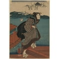 thumbnail image 2 of Utagawa Kuniyoshi 14x18 Gold Ornate Wood Frame and Double Matted Museum Art Print Titled - Sanbashi No Onna (1844), 2 of 4