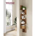 thumbnail image 3 of VASAGLE Corner Shelf, 5-Tier Floating Wall Shelf with Zigzag Design, Bookshelf, Rustic Brown, 3 of 5