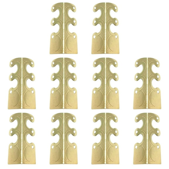 10 Pcs Baseboard Corner Protectors, Vintage Brass Skiffers with Screws, Antique-Style Skirting Board Corner Guards, Decorative Corner Covers for Furniture and Wall
