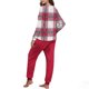 thumbnail image 5 of Conjunto de pijama informal de invierno para mujer, de doble cara, con cuello redondo estampado, manga larga, top anudado a mano, pantalones con cordón ajustable, ropa de casa, blusa de poliéster., 5 of 7