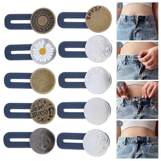  Waistband Extenders by Johnson & Smith, Button Extender for  Pants, Denim Material, Pack of 3 Shades, Premium Metal Buttons, 2  Button Holes