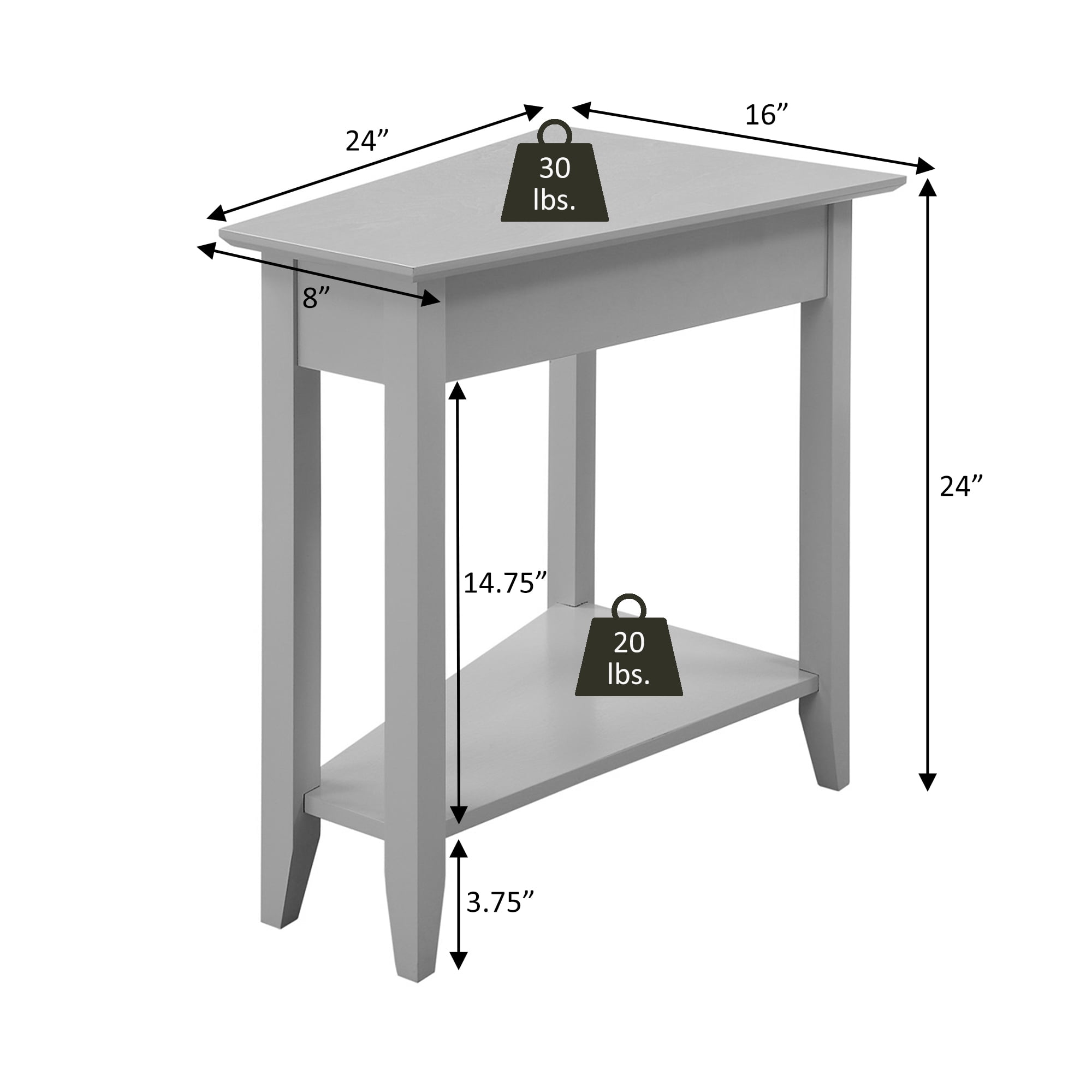 Convenience Concepts American Heritage Wedge End Table with Shelf, Driftwood