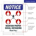 thumbnail image 3 of Social Distancing Sign, Maintain Proper Social Distancing 6 Feet, 10x14 Aluminum, 3 of 8