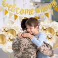 thumbnail image 5 of Welcome Home Decorations, Welcome Home Banners Balloons Set,Sand White Gold Welcome Home Balloon,Gold Welcome Home Banner,Pennant Flag Bunting,Round Garlands for Home Family Baby Showers Ramadan Party, 5 of 9