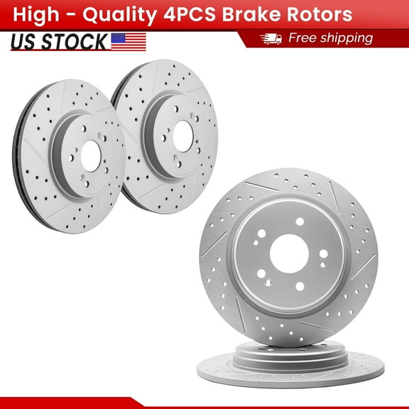 ACB ZONE 4PCS Front Rear Brake Rotors Set, Drilled & Slotted Disc Rotors Kit for Honda CR-V 2017-2023 All Models